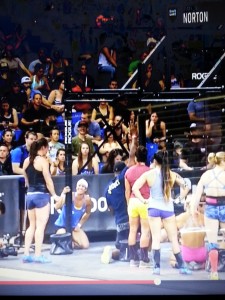 Amanda is the one in black standing. All the other gals are the Top 10 cheering her on.