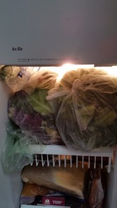 bags of greens in my freezer.